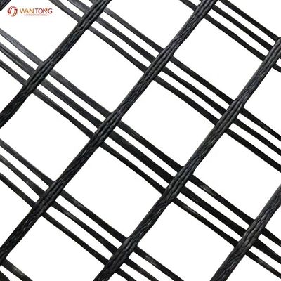 Solidification du lit de route Géogrid de polyester biaxial Fabriqué à partir de 80 à 80 matières PET en jaune
