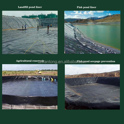 100% d'HDPE vierge LLDPE feuille de géomembrane 0,3 mm 0,5 mm 0,75 mm largeur 2m-8m imperméabilisation