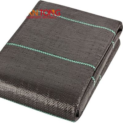 Style de conception Ligne verte Noir Plastique PP tissé Mat géotextile anti-herbe pour le paysage longueur personnalisée