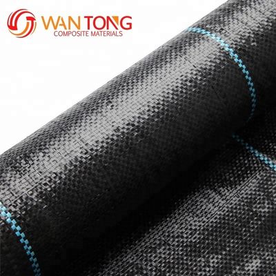 Résistance à la traction élevée 5 oz Tissu tissé en PP noir Géotextile pour la construction de routes
