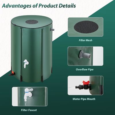 Réservoir de stockage d'eau portable pliable en velours de PVC de 380L pour l'agriculture de ferme