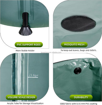 Réservoir pliable de 66 gallons pour la collecte et le stockage d'eau dans des fûts de pluie portables