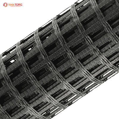Geogrid de filetage en fibre de verre de 80 kn pour la solidification du sol de route dans le polyester biaxial