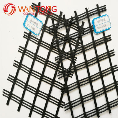 Geogrid de filetage en fibre de verre de 80 kn pour la solidification du sol de route dans le polyester biaxial